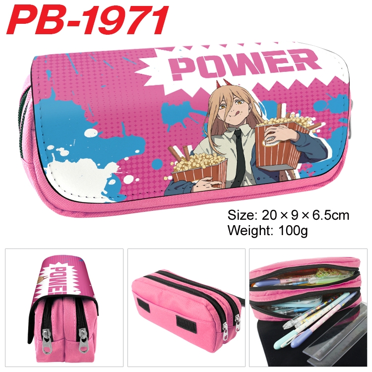 Chainsaw man Anime double-layer pu leather printing pencil case 20x9x6.5cm  PB-1971