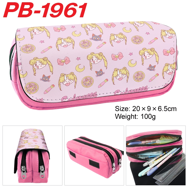 sailormoon Anime double-layer pu leather printing pencil case 20x9x6.5cm  PB-1961