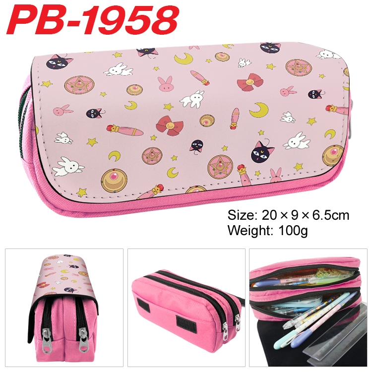 sailormoon Anime double-layer pu leather printing pencil case 20x9x6.5cm  PB-1958