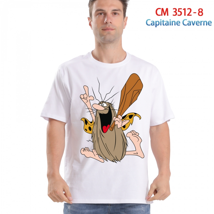 Capitaine Caverne Printed short-sleeved cotton T-shirt from S to 4XL  3512-8