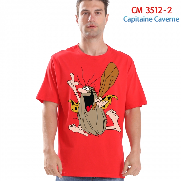 Capitaine Caverne Printed short-sleeved cotton T-shirt from S to 4XL  3512-2