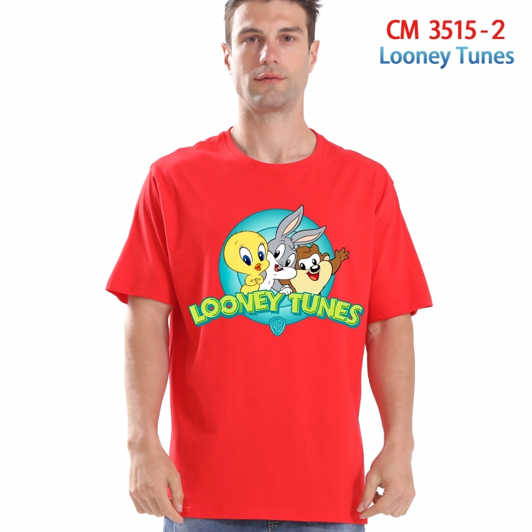 Looney Tunes Printed short-sleeved cotton T-shirt from S to 4XL 3515-2