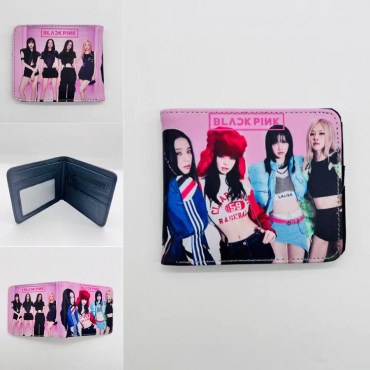 BLACK PINK Full color Two fold short card case wallet 11X9.5CM