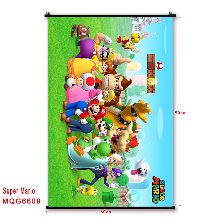 Super Mario Anime black Plastic rod Cloth painting Wall Scroll 60X90CM MQG-6609