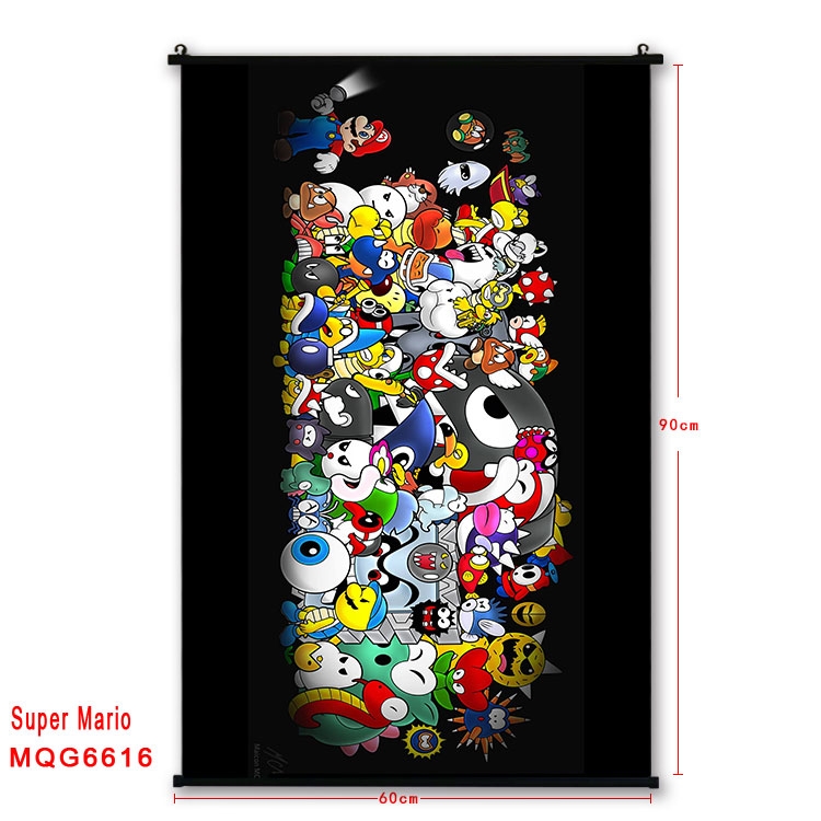 Super Mario Anime black Plastic rod Cloth painting Wall Scroll 60X90CM MQG-6616