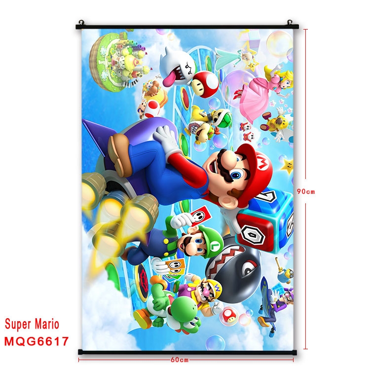 Super Mario Anime black Plastic rod Cloth painting Wall Scroll 60X90CM MQG-6617