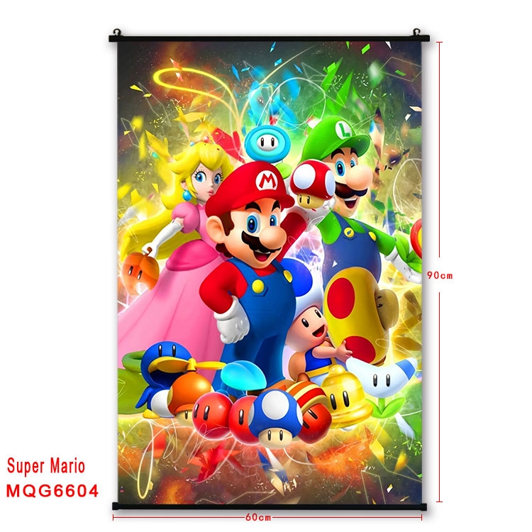 Super Mario Anime black Plastic rod Cloth painting Wall Scroll 60X90CM MQG-6604