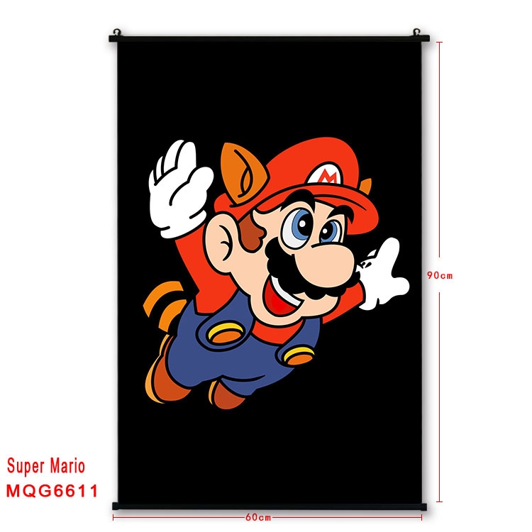 Super Mario Anime black Plastic rod Cloth painting Wall Scroll 60X90CM MQG-6611