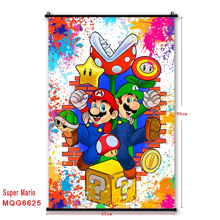 Super Mario Anime black Plastic rod Cloth painting Wall Scroll 60X90CM MQG-6625
