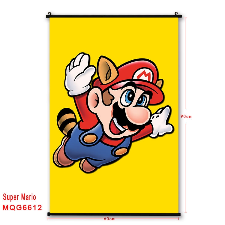 Super Mario Anime black Plastic rod Cloth painting Wall Scroll 60X90CM MQG-6612