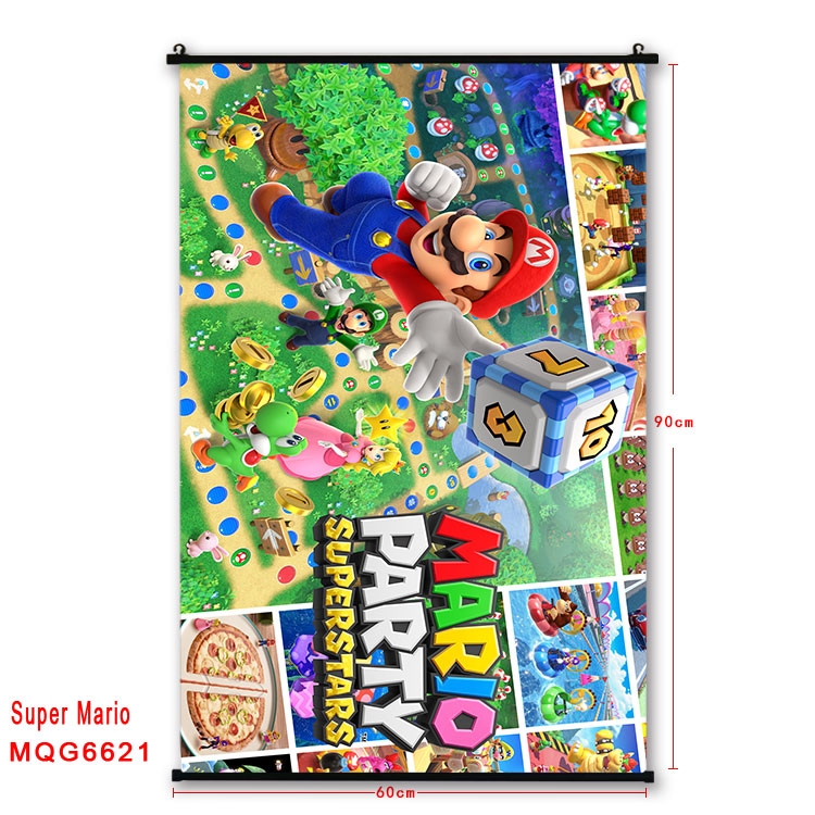 Super Mario Anime black Plastic rod Cloth painting Wall Scroll 60X90CM  MQG-6621