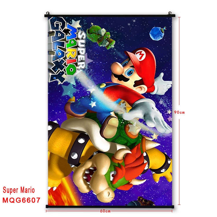 Super Mario Anime black Plastic rod Cloth painting Wall Scroll 60X90CM  MQG-6607