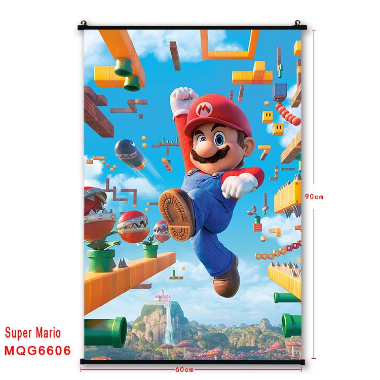 Super Mario Anime black Plastic rod Cloth painting Wall Scroll 60X90CM  MQG-6606