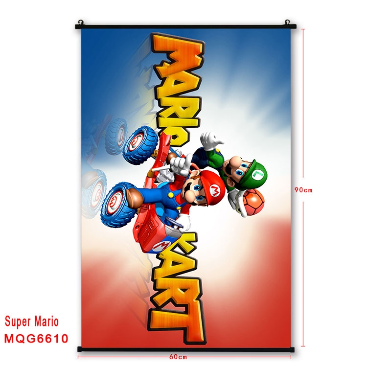 Super Mario Anime black Plastic rod Cloth painting Wall Scroll 60X90CM  MQG-6610