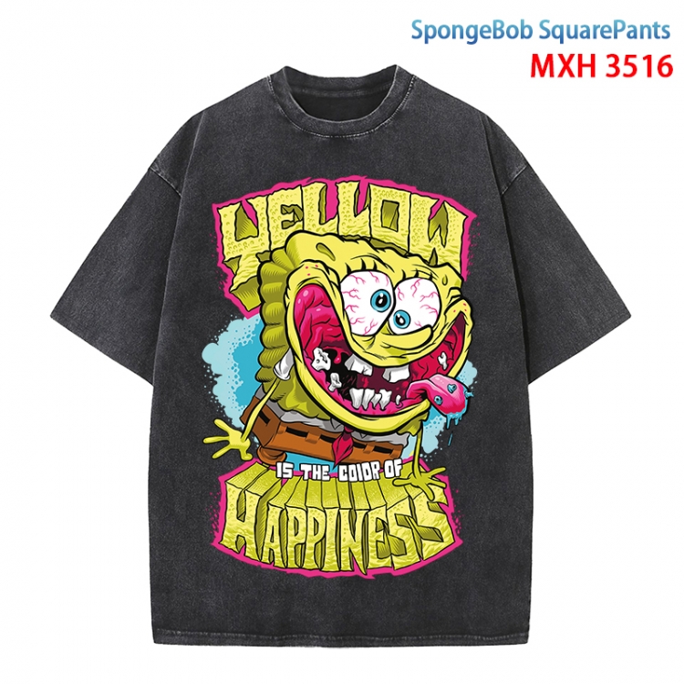 SpongeBob Anime peripheral pure cotton washed and worn T-shirt from S to 4XL MXH-3516