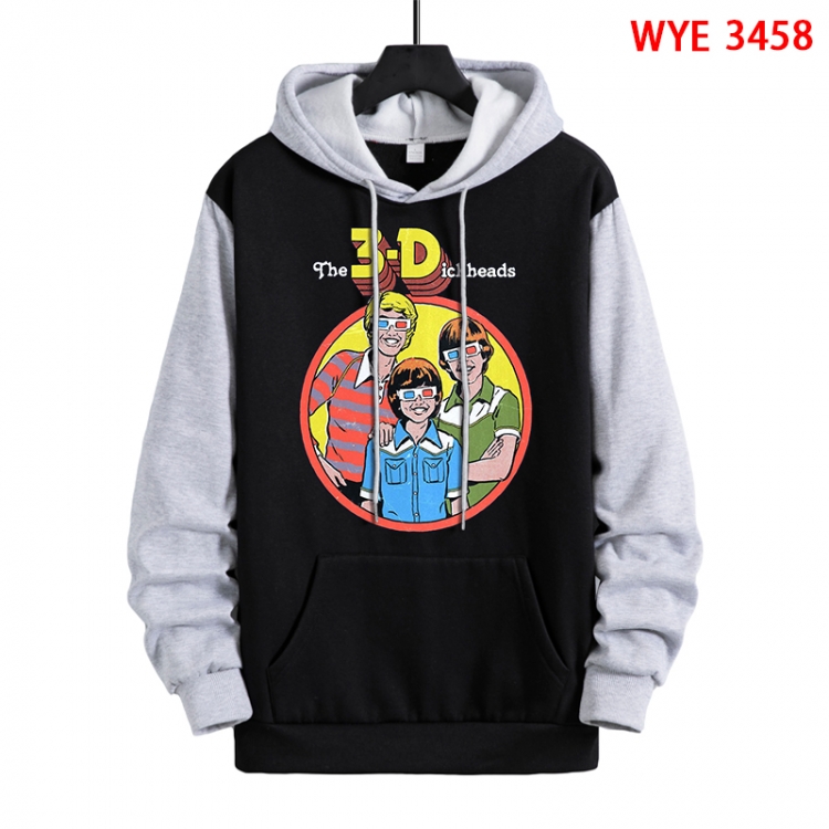 European and American illustration direct spray technology pure cotton patch pocket sweater from XS to 4XL