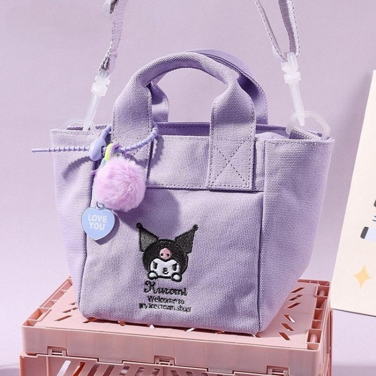 Kuromi Canvas embroidered storage bag, student shoulder bag, cute crossbody bag price for 3 pcs
