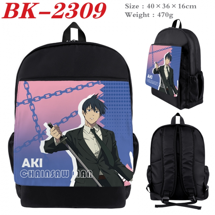 Chainsaw man Waterproof nylon canvas flip color picture backpack 40X36X16CM  BK-2309