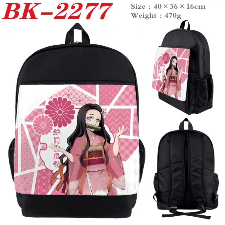 Demon Slayer Kimets Waterproof nylon canvas flip color picture backpack 40X36X16CM  BK-2277