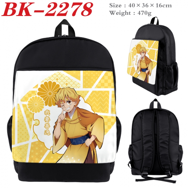 Demon Slayer Kimets Waterproof nylon canvas flip color picture backpack 40X36X16CM BK-2278