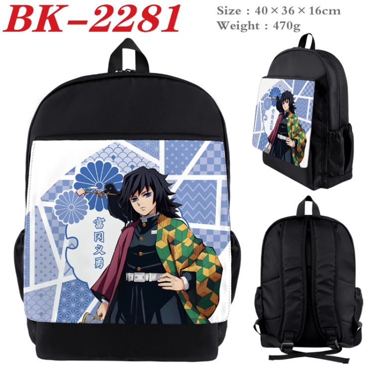 Demon Slayer Kimets Waterproof nylon canvas flip color picture backpack 40X36X16CM  BK-2281