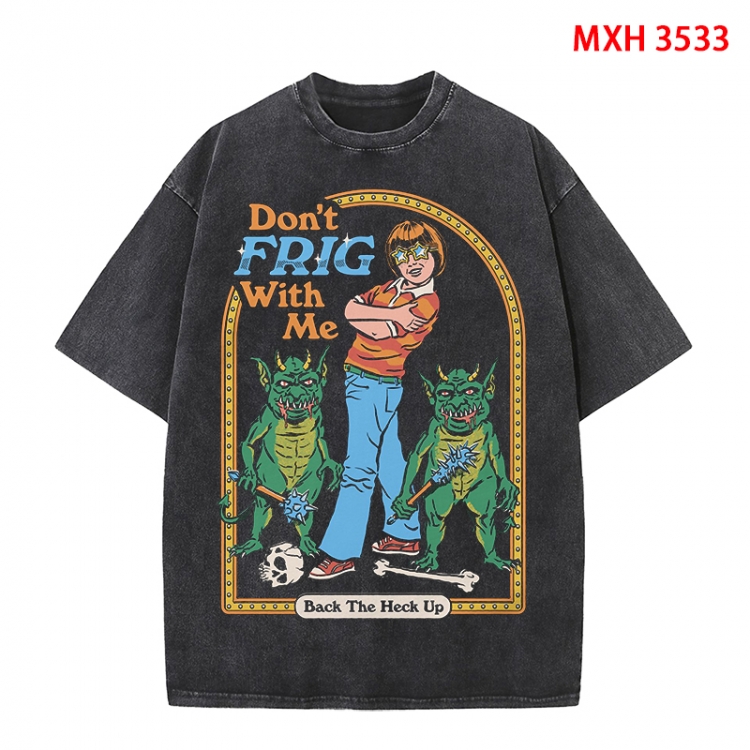 Evil illustration Anime peripheral pure cotton washed and worn T-shirt from S to 4XL MXH-3533