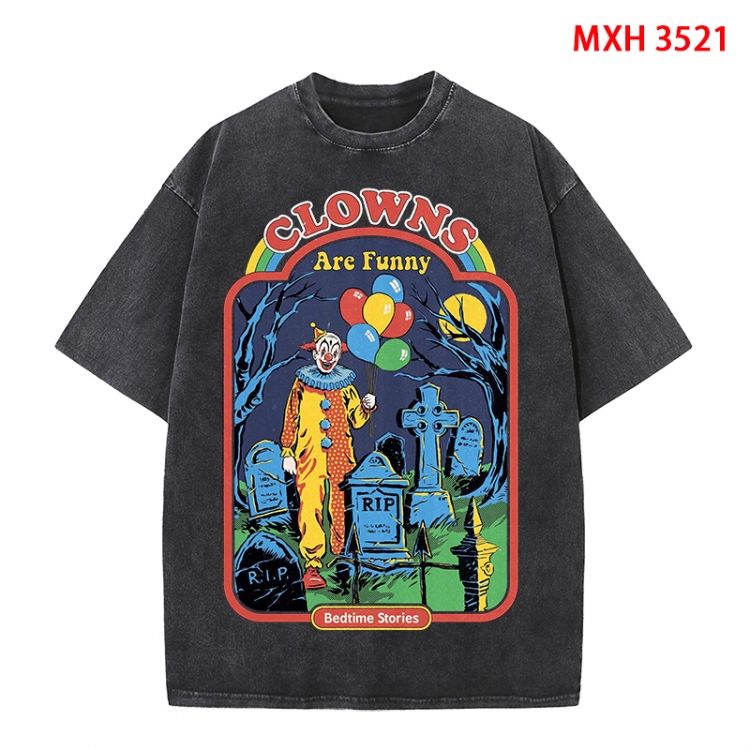 Evil illustration Anime peripheral pure cotton washed and worn T-shirt from S to 4XL MXH-3521