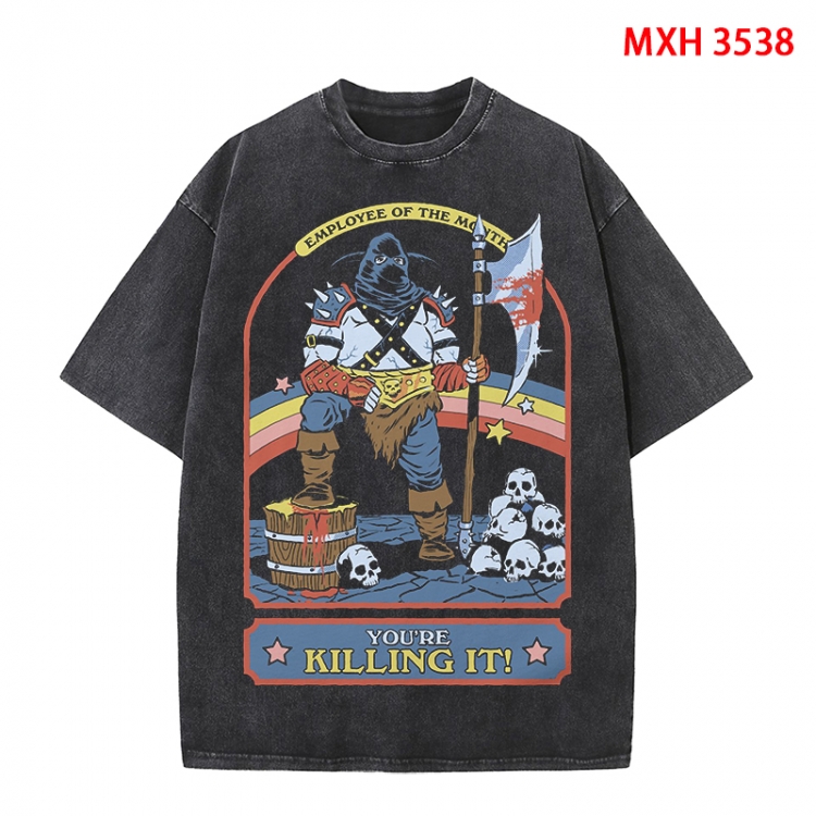 Evil illustration Anime peripheral pure cotton washed and worn T-shirt from S to 4XL MXH-3538