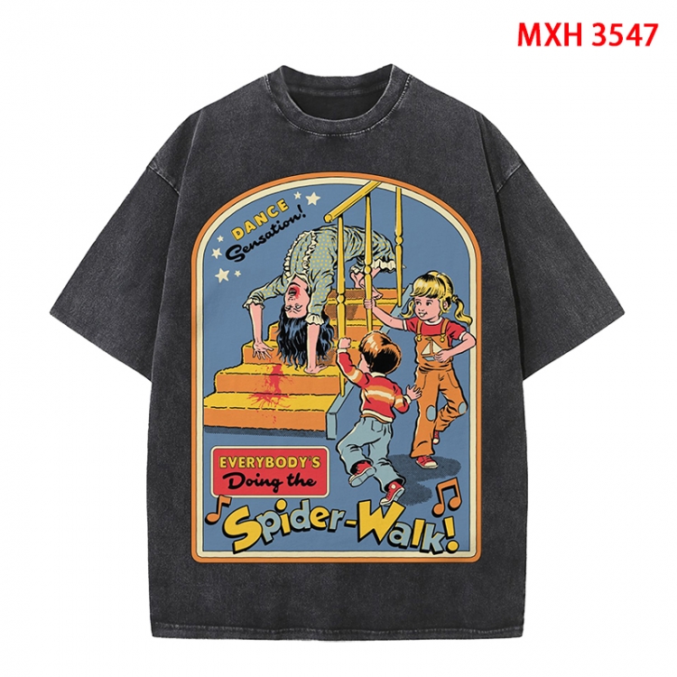 Evil illustration Anime peripheral pure cotton washed and worn T-shirt from S to 4XL MXH-3547