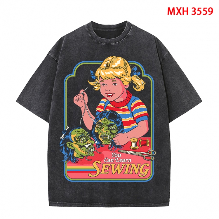 Evil illustration Anime peripheral pure cotton washed and worn T-shirt from S to 4XL MXH-3559