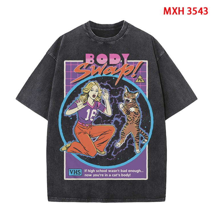 Evil illustration Anime peripheral pure cotton washed and worn T-shirt from S to 4XL MXH-3543