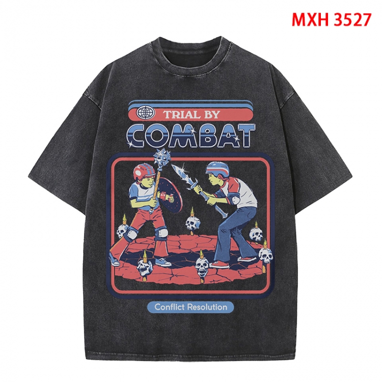 Evil illustration Anime peripheral pure cotton washed and worn T-shirt from S to 4XL MXH-3527
