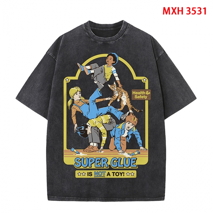 Evil illustration Anime peripheral pure cotton washed and worn T-shirt from S to 4XL MXH-3531