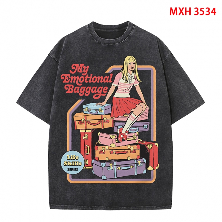Evil illustration Anime peripheral pure cotton washed and worn T-shirt from S to 4XL MXH-3534