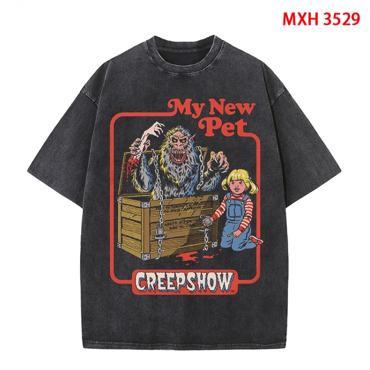 Evil illustration Anime peripheral pure cotton washed and worn T-shirt from S to 4XL MXH-3529