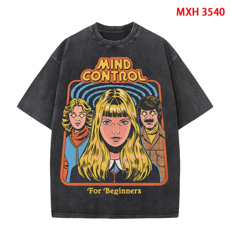 Evil illustration Anime peripheral pure cotton washed and worn T-shirt from S to 4XL MXH-3540