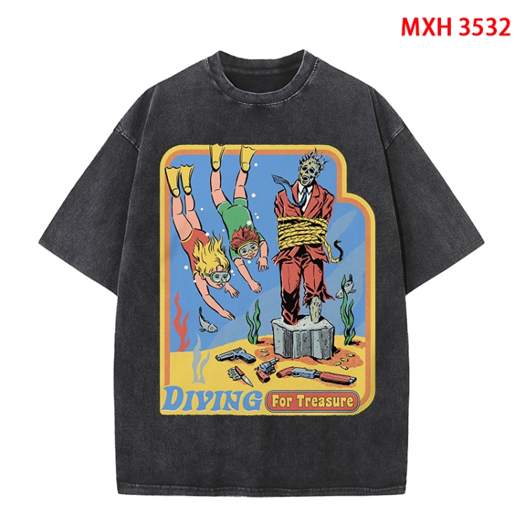 Evil illustration Anime peripheral pure cotton washed and worn T-shirt from S to 4XL MXH-3532
