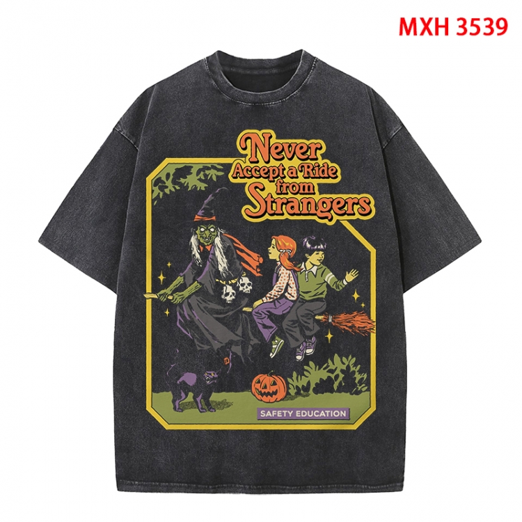 Evil illustration Anime peripheral pure cotton washed and worn T-shirt from S to 4XL MXH-3539