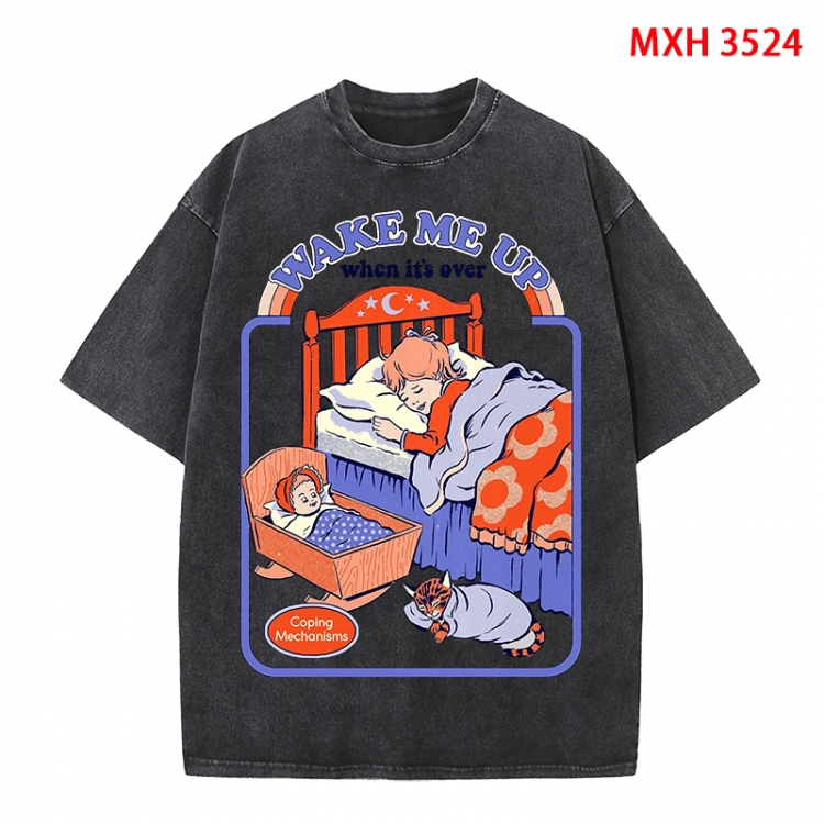 Evil illustration Anime peripheral pure cotton washed and worn T-shirt from S to 4XL MXH-3524