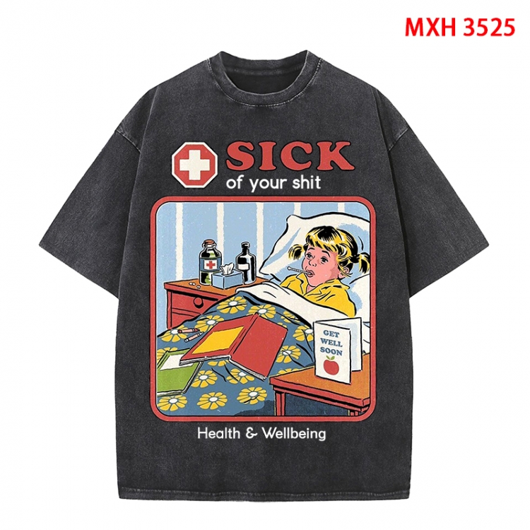 Evil illustration Anime peripheral pure cotton washed and worn T-shirt from S to 4XL MXH-3525
