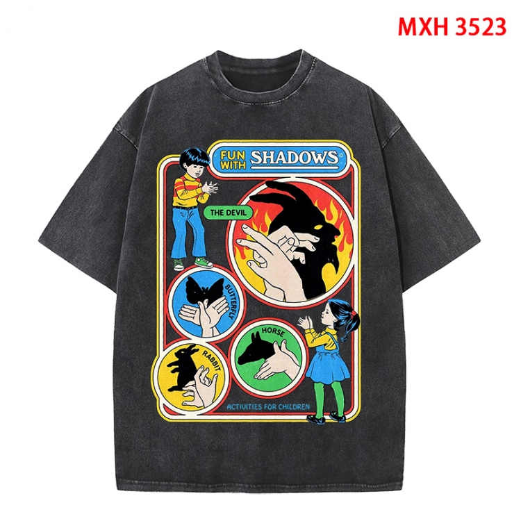 Evil illustration Anime peripheral pure cotton washed and worn T-shirt from S to 4XL MXH-3523