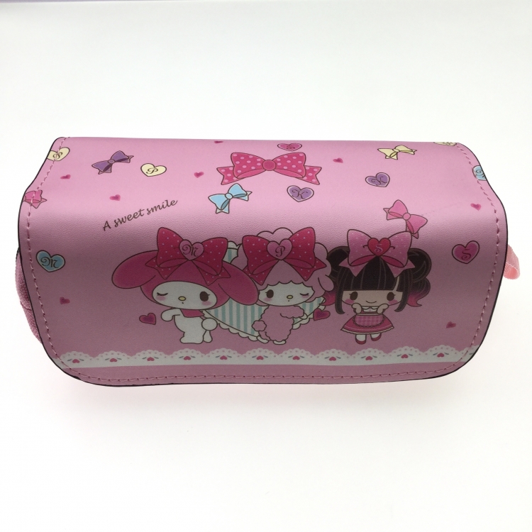 Kuromi Double zipper PU student stationery box pencil case 20X10X7.5M