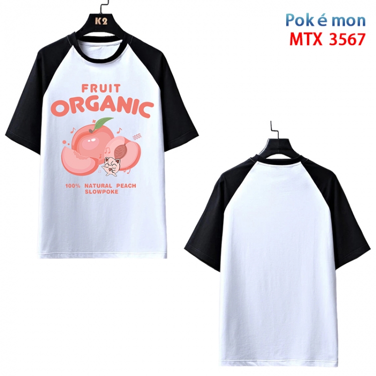 Pokemon Anime raglan sleeve cotton T-shirt from XS to 3XL MTX-3567-3