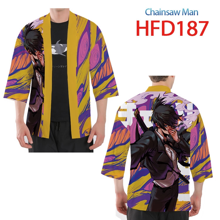 Chainsaw man Anime peripheral full-color short kimono from S to 4XL HFD187