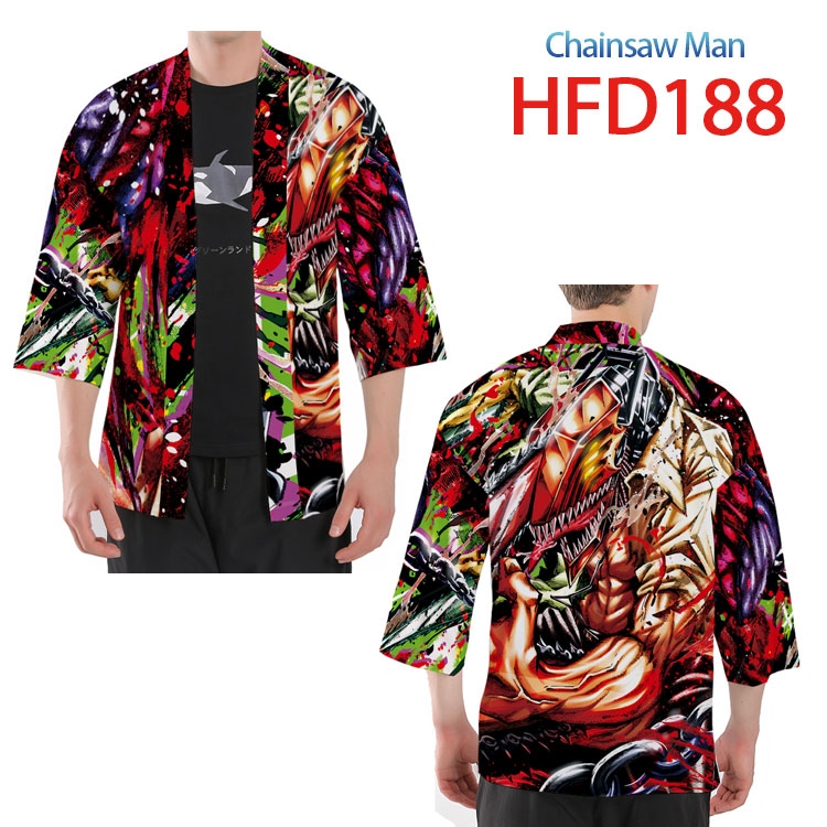 Chainsaw man Anime peripheral full-color short kimono from S to 4XL HFD188