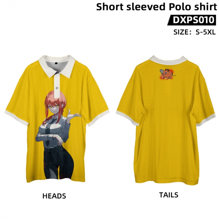 Chainsaw man Anime peripheral short sleeved POLO shirt from S to 5XL supports customization with pictures DXPS010