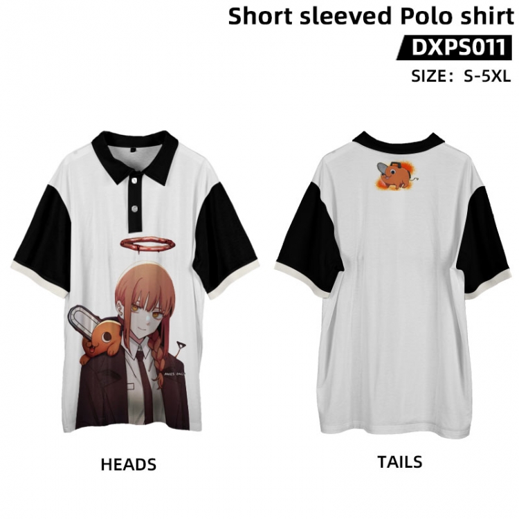Chainsaw man Anime peripheral short sleeved POLO shirt from S to 5XL supports customization with pictures DXPS011