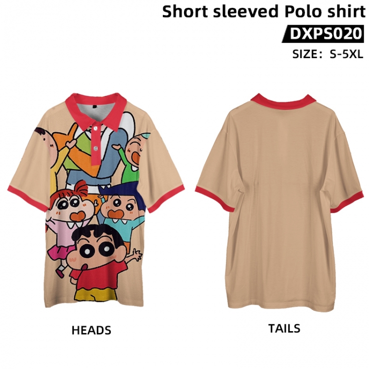 CrayonShin Anime peripheral short sleeved POLO shirt from S to 5XL supports customization with pictures DXPS020