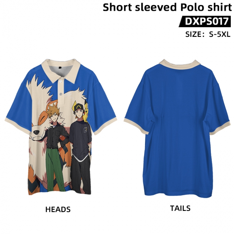 Pokemon Anime peripheral short sleeved POLO shirt from S to 5XL supports customization with pictures DXPS017