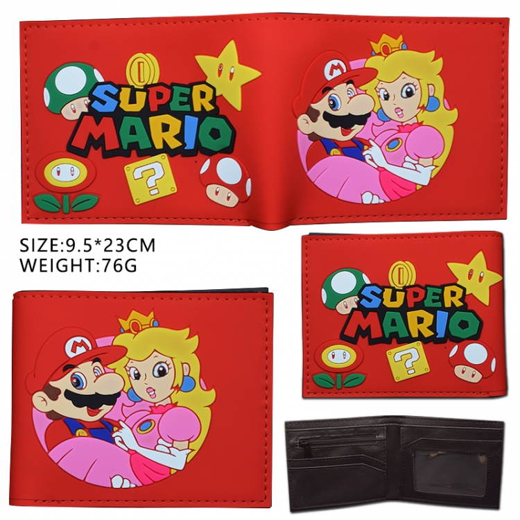 Super Mario Silicone PVC Wallet Short Half Fold Wallet 9.5X23CM